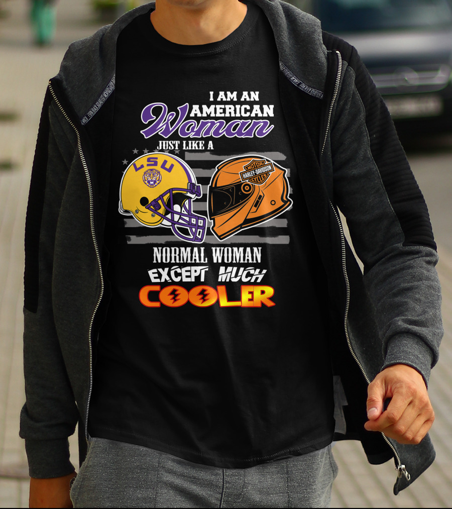 American Woman Lsu Tigers Harley Davidson Cooler T-Shirt