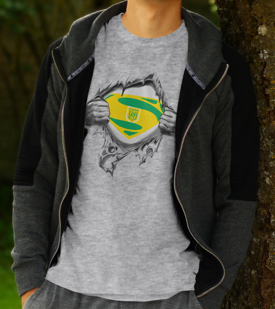 FC Nantes Super Man Emblem Tear Reveal T-Shirt