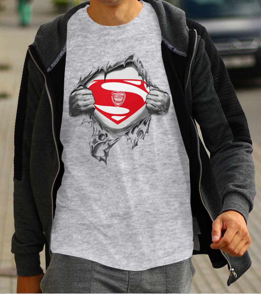 Nimes Olympique Superman Logo Reveal T-Shirt