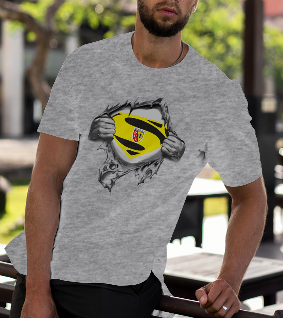 RC Lens Superman Shield Emblem With Hands Ripped T-Shirt