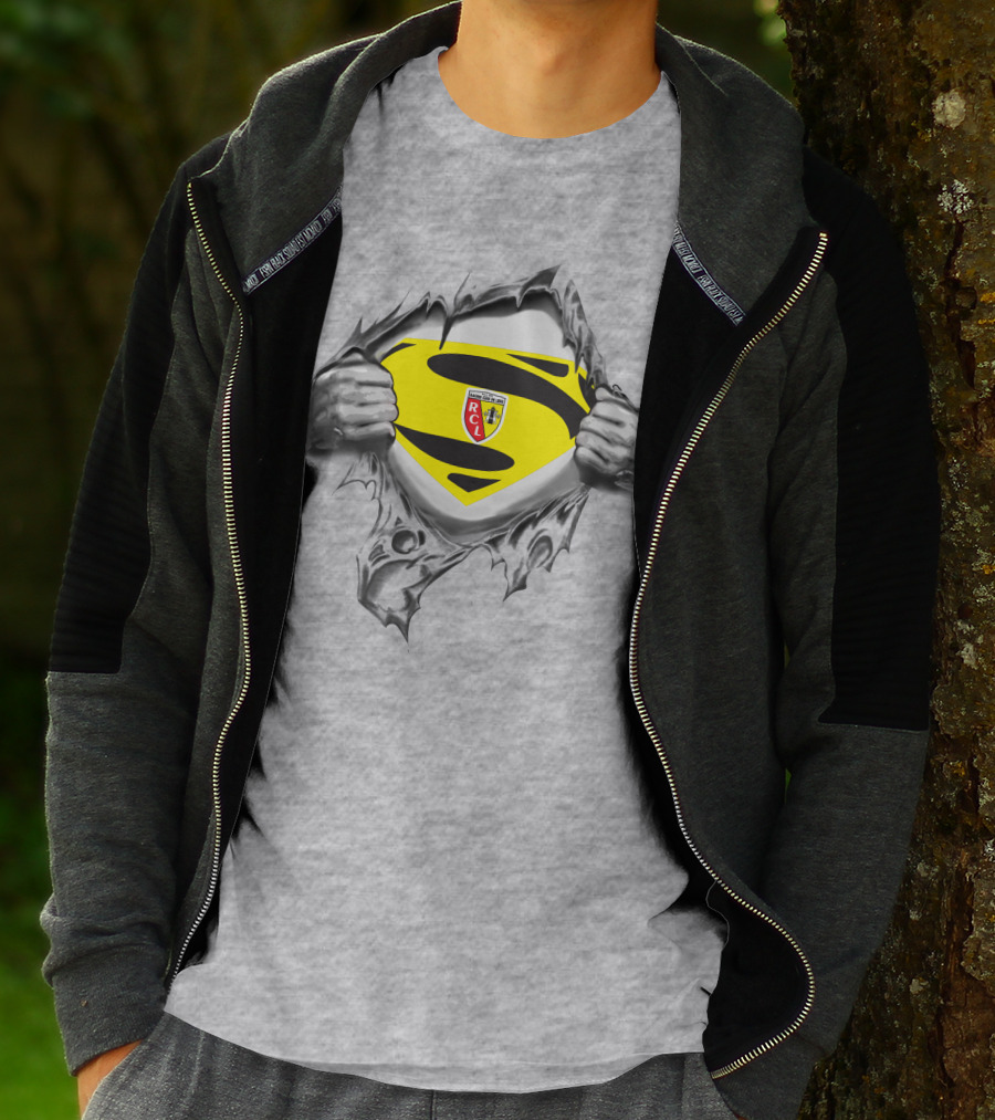 RC Lens Superman Shield Emblem With Hands Ripped T-Shirt