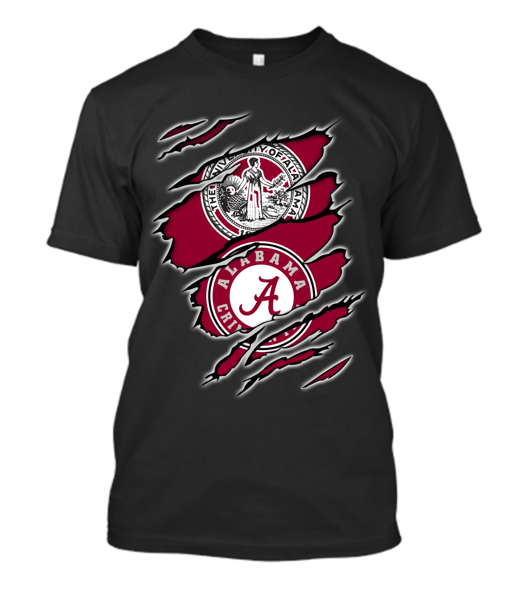Alabama Crimson Tide Seal And Emblem With Tear Effect T-Shirt