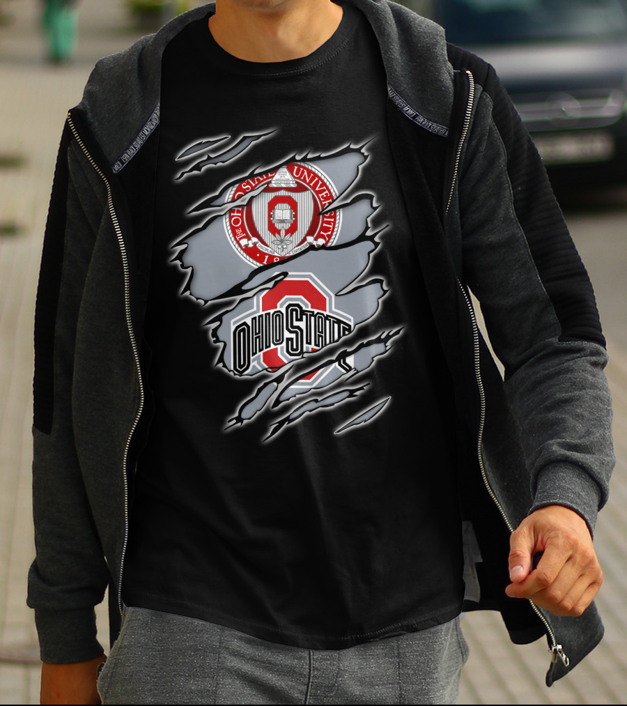 NCAA Ohio State University Emblem With Claw Marks T-Shirt
