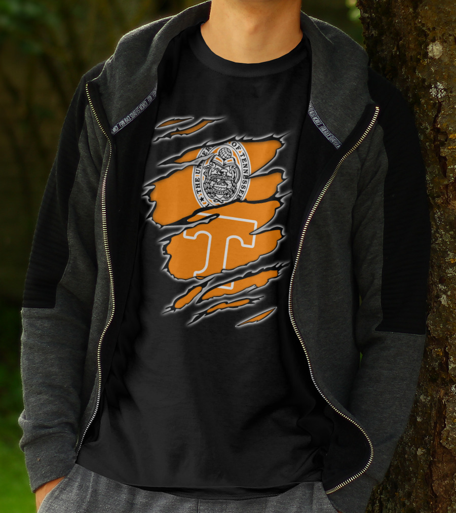 NCAA Tennessee Volunteers University Of Tennessee Seal And T Logo Orange Claw Marks T-Shirt