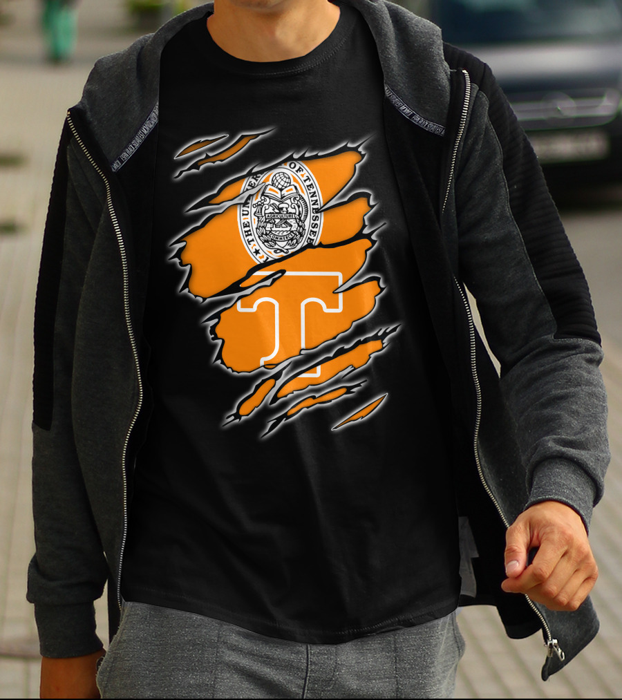 NCAA Tennessee Volunteers University Of Tennessee Seal And T Logo Orange Claw Marks T-Shirt