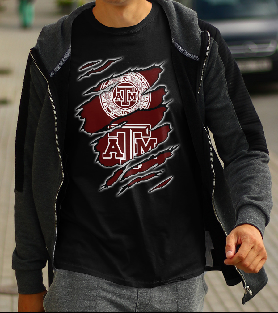 NCAA Texas AM University Aggies Emblem 1876 Claw Marks T-Shirt