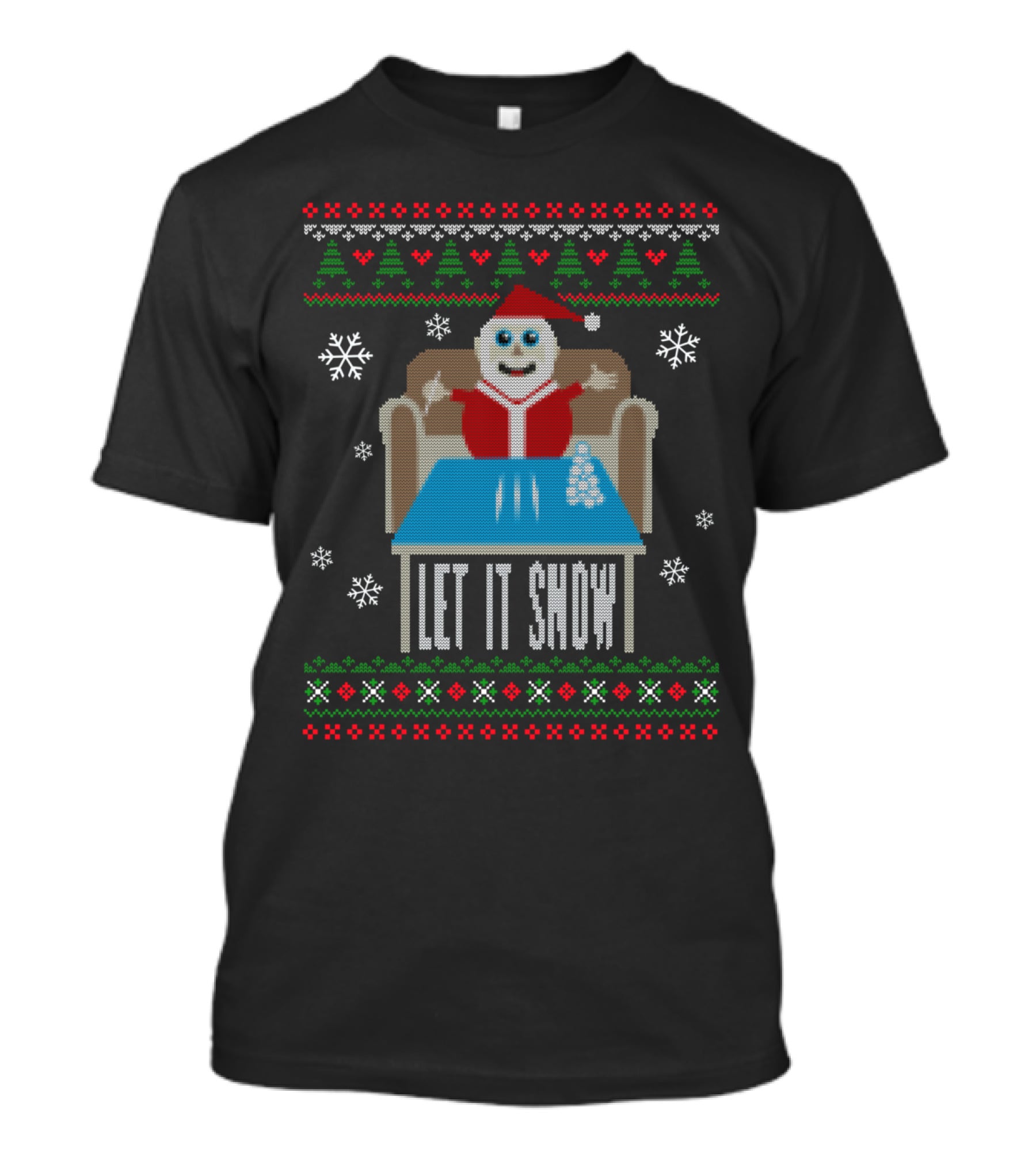 Cocain Funny Let It Snow Party Santa Christmas Holiday T-Shirt