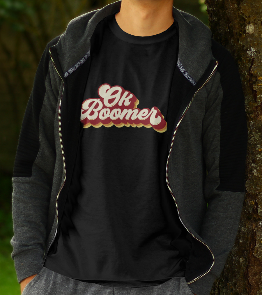 Ok Boomer Funny Meme Vintage Style Retro Typography T-Shirt