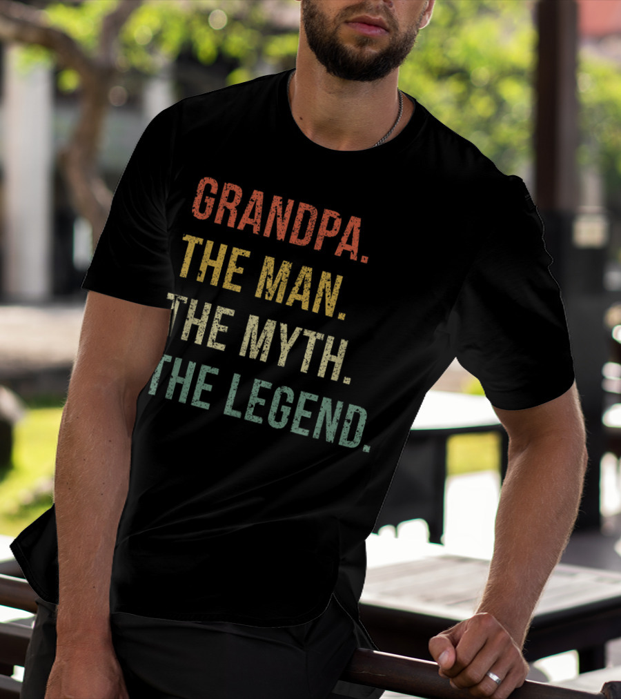 Grandpa The Man The Myth The Legend For Grandfathers Vintage Text T-Shirt