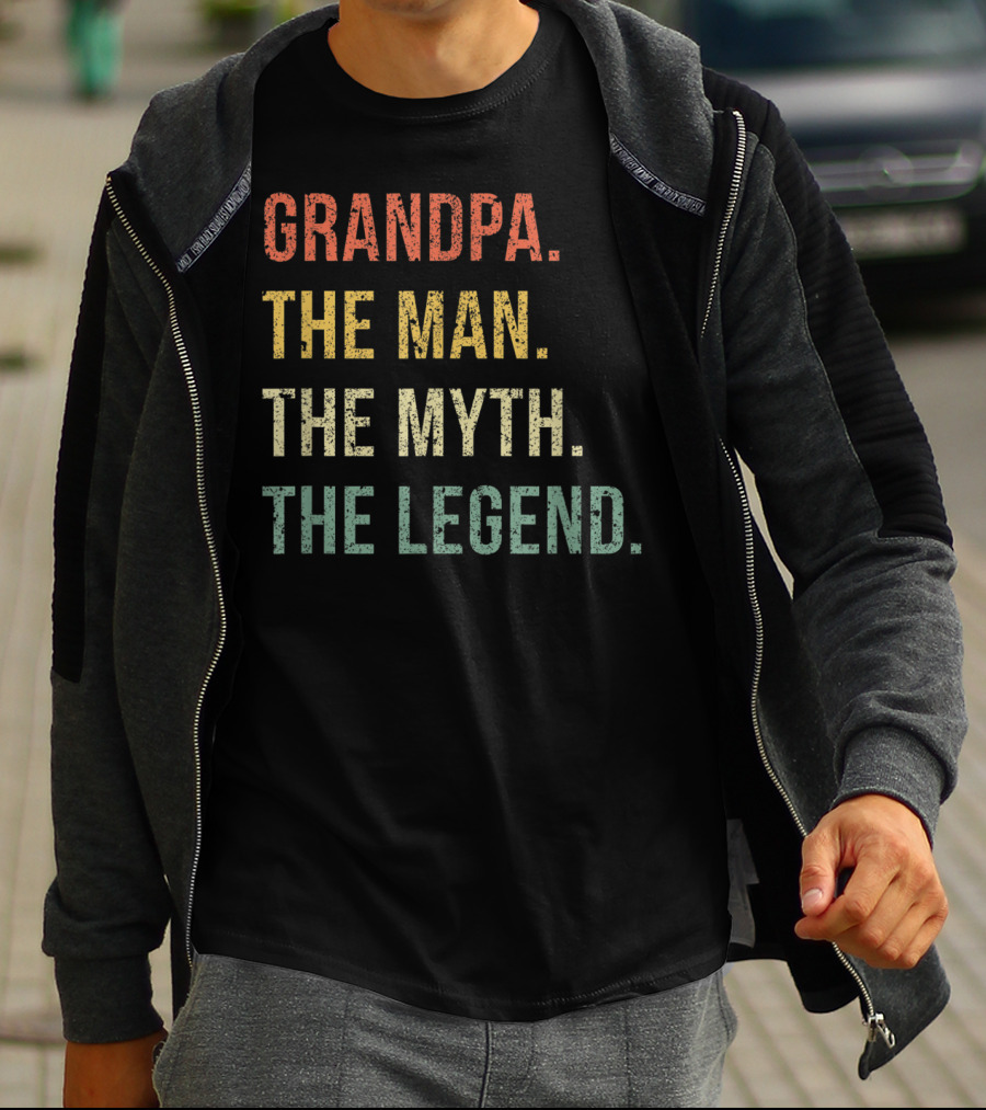 Grandpa The Man The Myth The Legend For Grandfathers Vintage Text T-Shirt