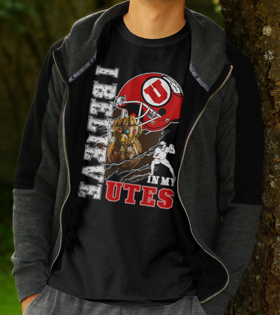 I Believe In My Utes Football Helmet And Infinity Gauntlet T-Shirt