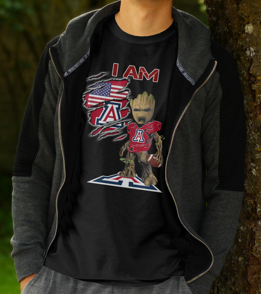 I Am Arizona Baby Groot University Of Arizona Wildcats Football Fan T-Shirt