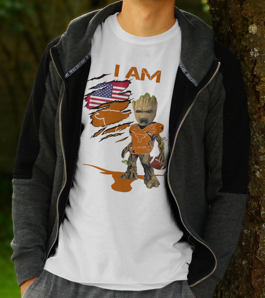 I AM Baby Groot Longhorns American Football T-Shirt