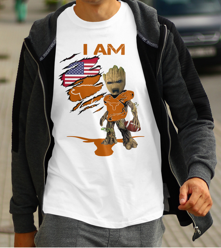 I AM Baby Groot Longhorns American Football T-Shirt