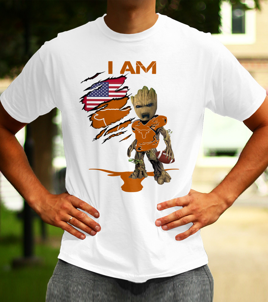 I AM Baby Groot Longhorns American Football T-Shirt