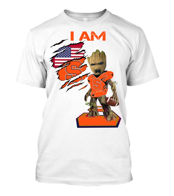 I AM Baby Groot Syracuse Football American Flag T-Shirt