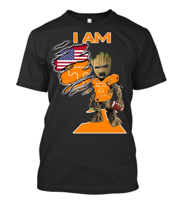 I Am Groot Tennessee Football T-Shirt American Flag T-Shirt