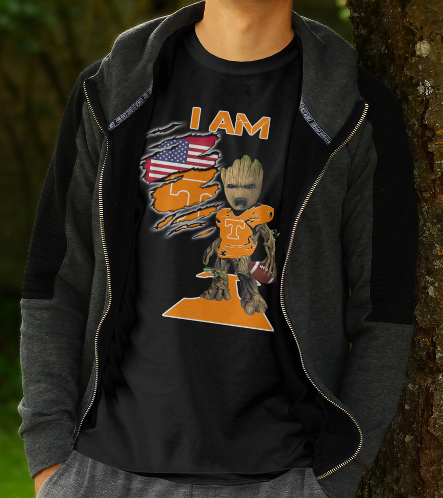 I Am Groot Tennessee Football T-Shirt American Flag T-Shirt
