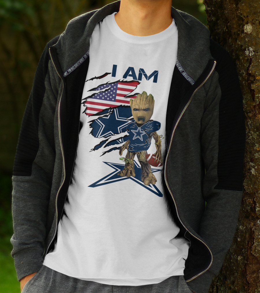 I Am Cowboys Baby Groot Star Football T-Shirt