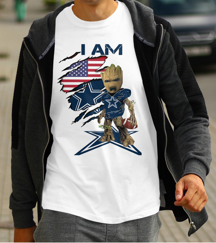 I Am Cowboys Baby Groot Star Football T-Shirt