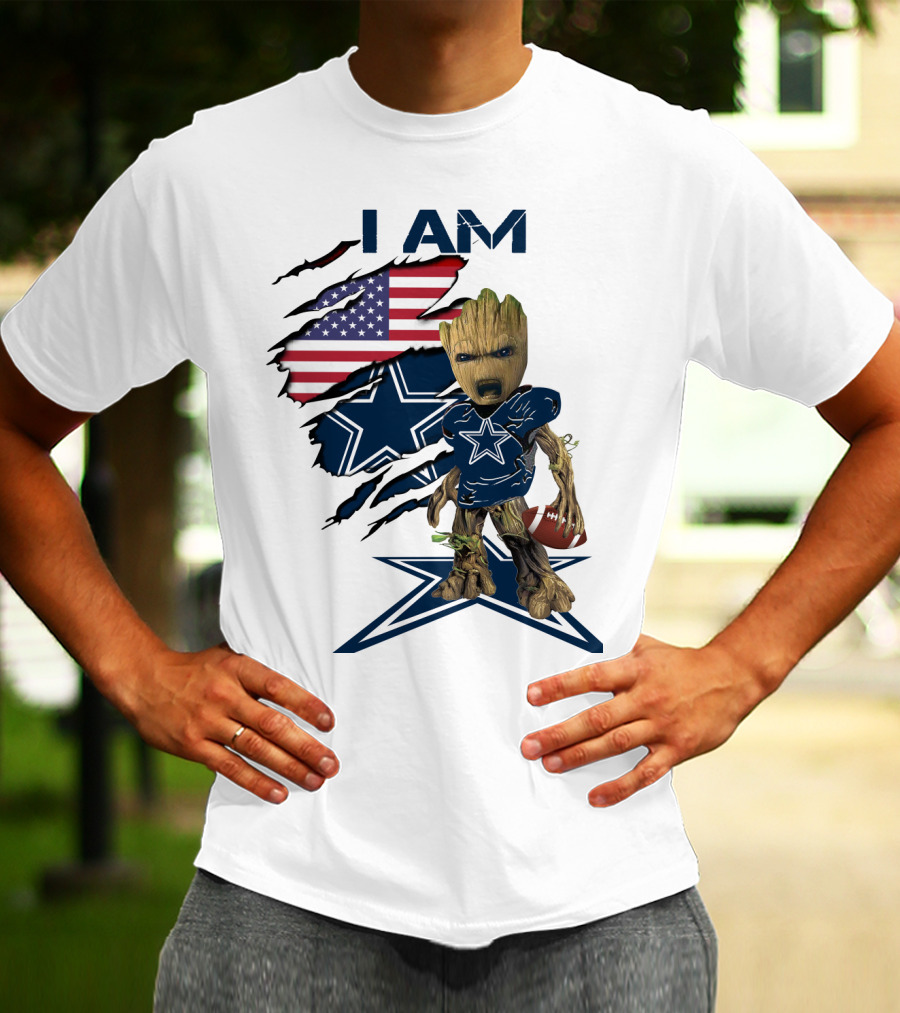 I Am Cowboys Baby Groot Star Football T-Shirt
