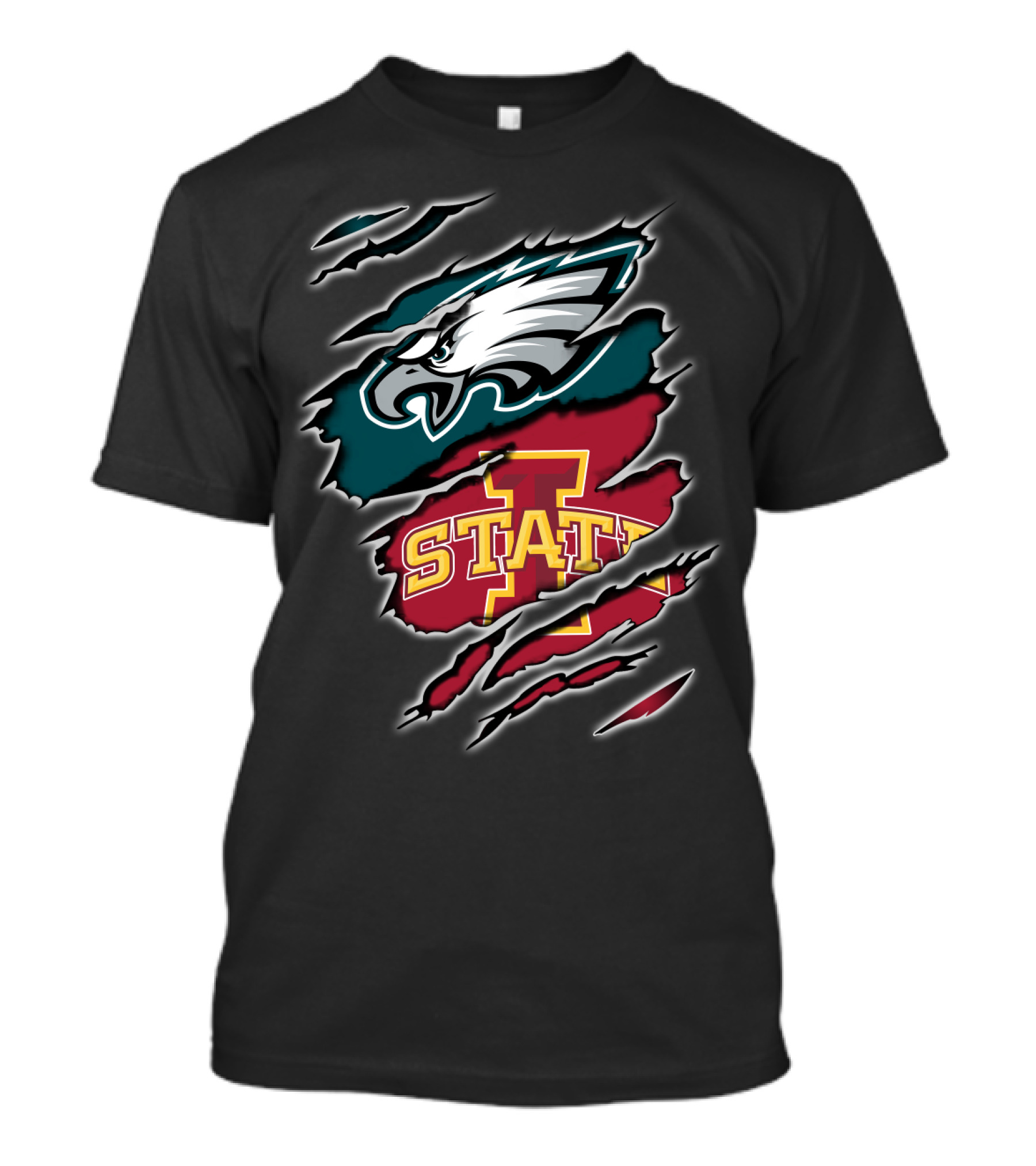 Philadelphia Eagles Iowa State Cyclones Claw Marks Logo Fusion T-Shirt