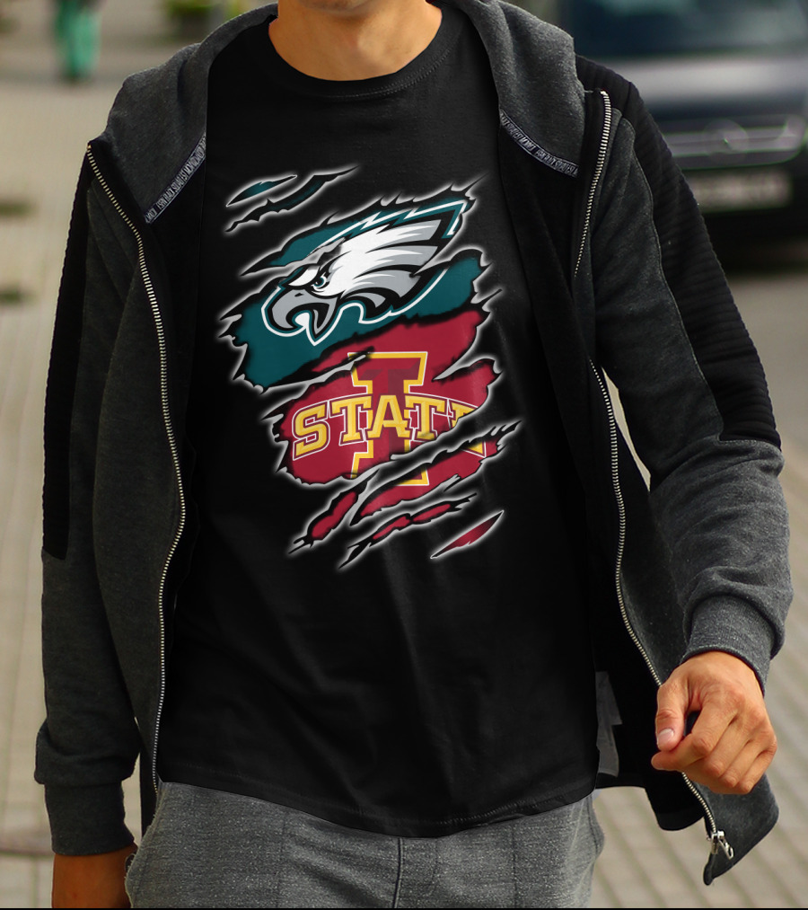 Philadelphia Eagles Iowa State Cyclones Claw Marks Logo Fusion T-Shirt