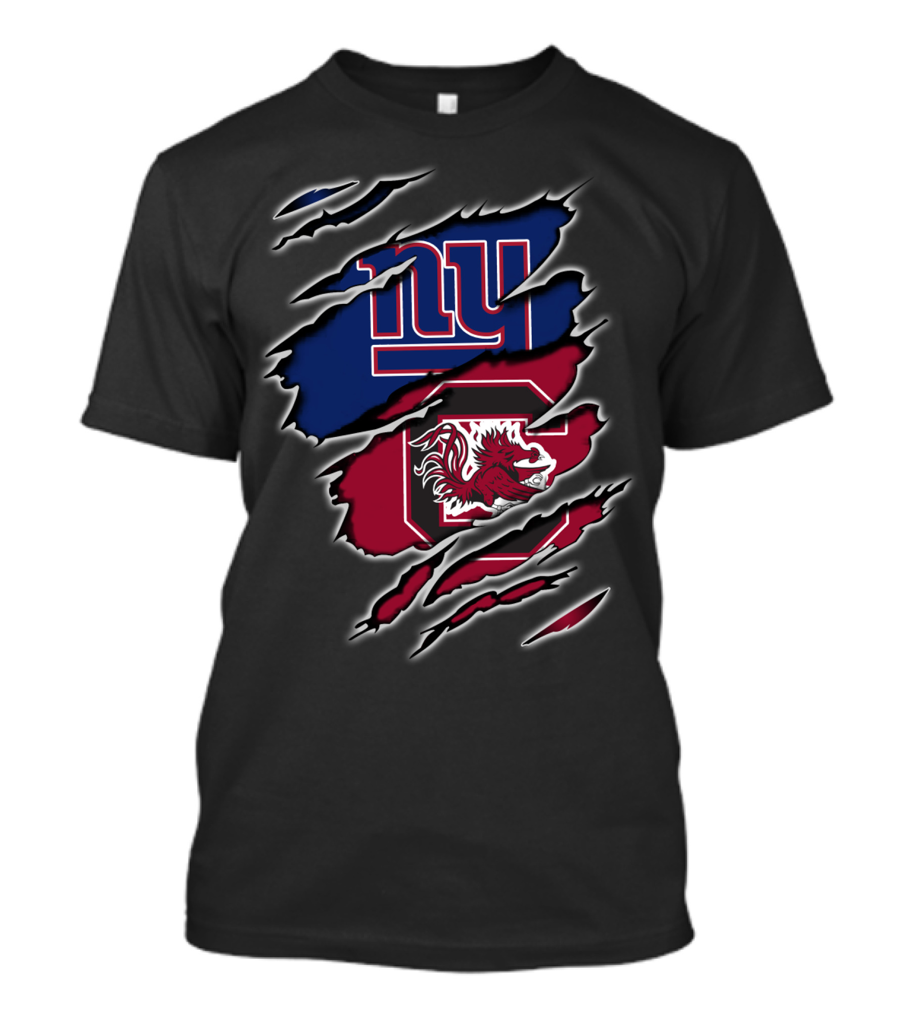 Ny Giants South Carolina Gamecocks Claw Marks Image Logo Mashup T-Shirt