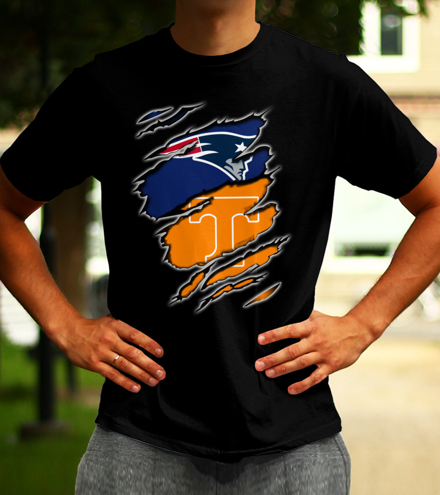 New England Patriots Tennessee Volunteers Ripped T-Shirt