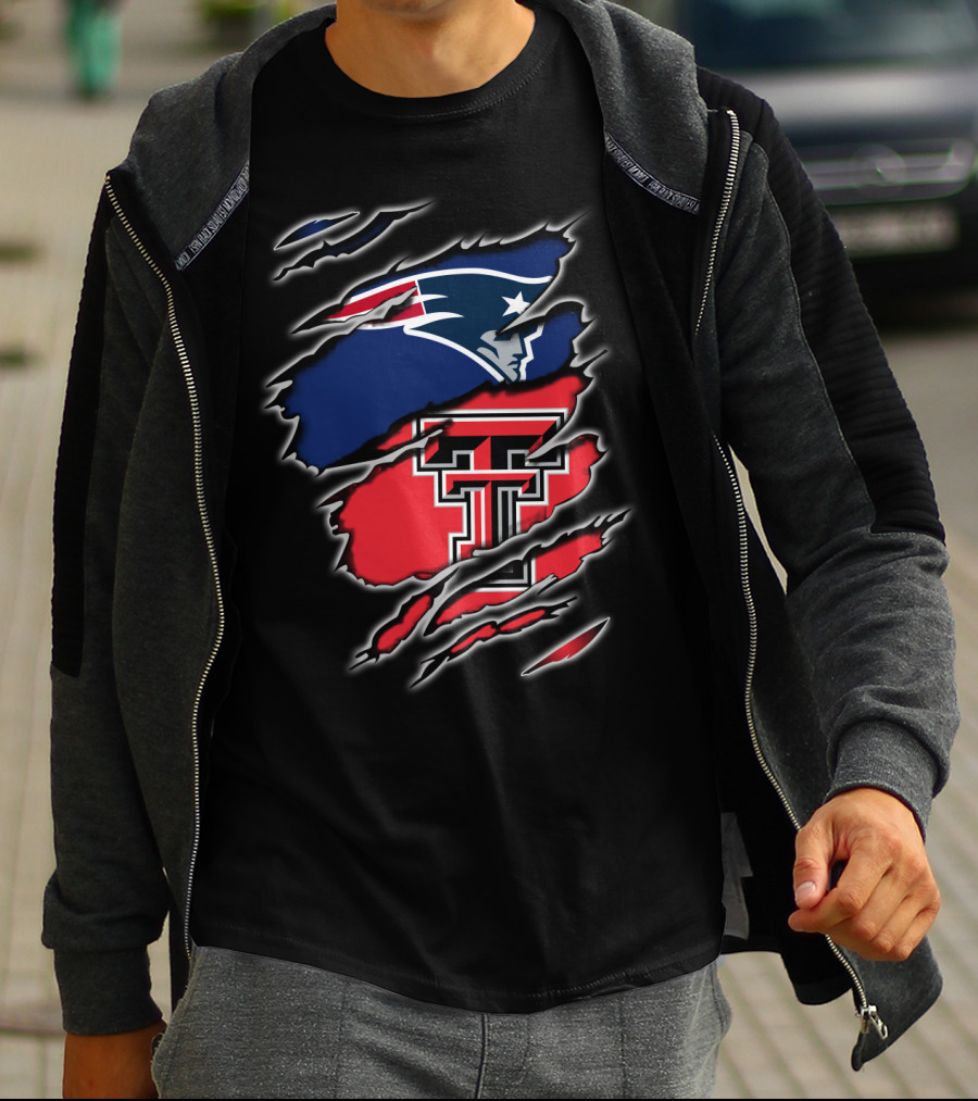 Patriots Texas Tech Raiders Football Rip Claw Marks T-Shirt