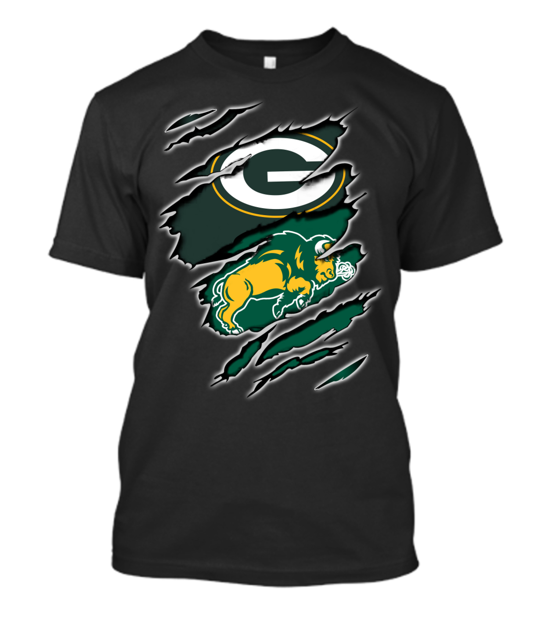 Packers Bison G Logo Green And Gold Claw Marks T-Shirt