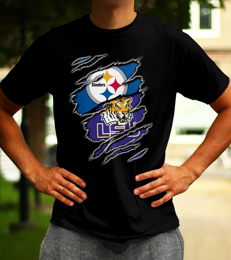 Steelers LSU Tigers Logo Fusion T-Shirt
