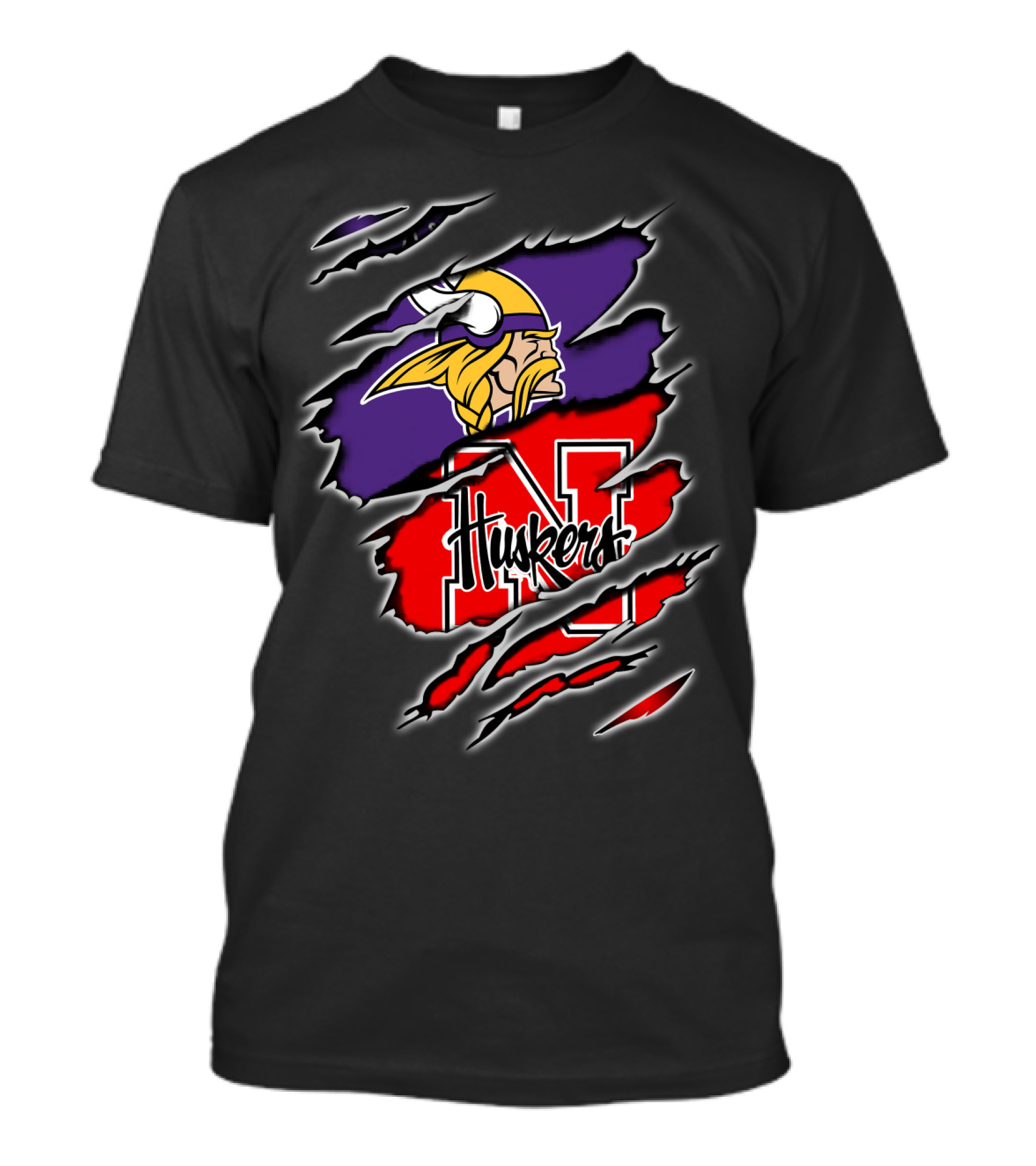 Vikings Huskers Nebraska Football Crossover T-Shirt