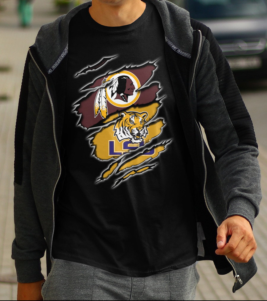 Lsu Tiger Claw With Redskins T-Shirt