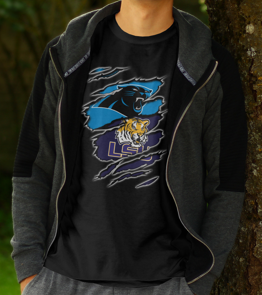 Carolina Panthers Lsu Tigers Claw Marks Logos T-Shirt