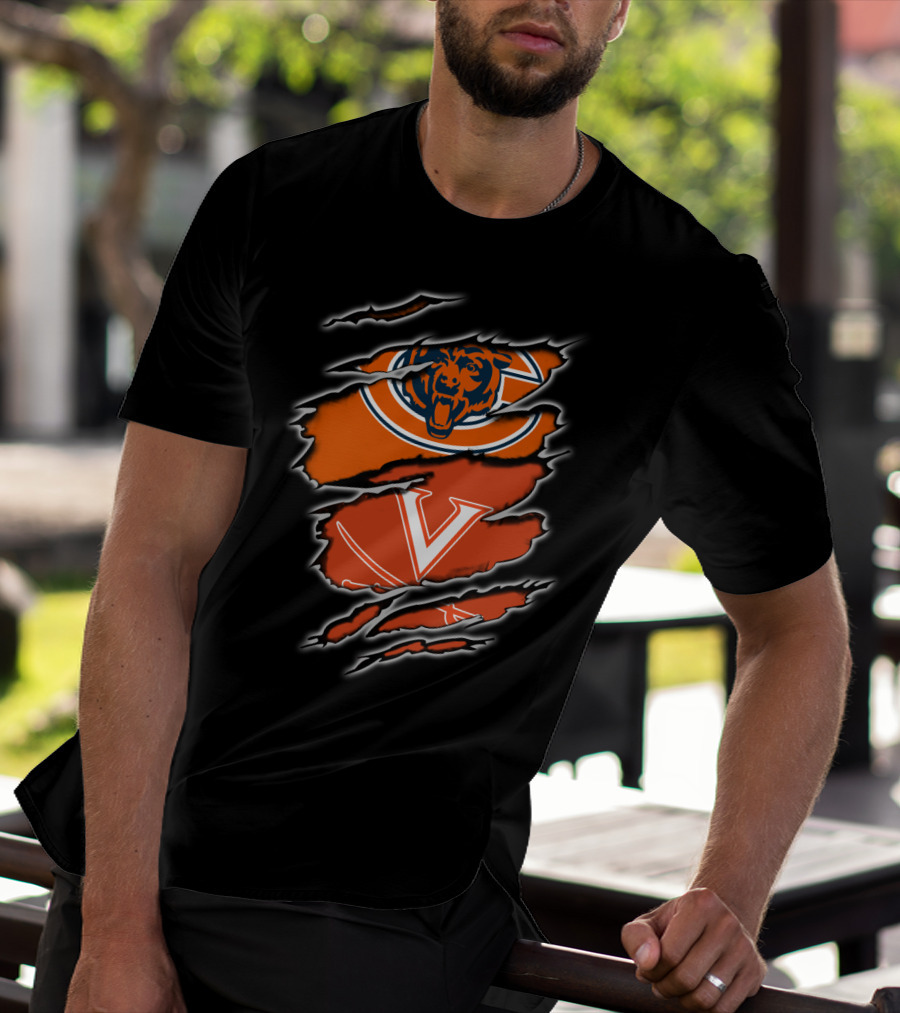 Chicago Bears Virginia Cavaliers Scratch Torn T-Shirt