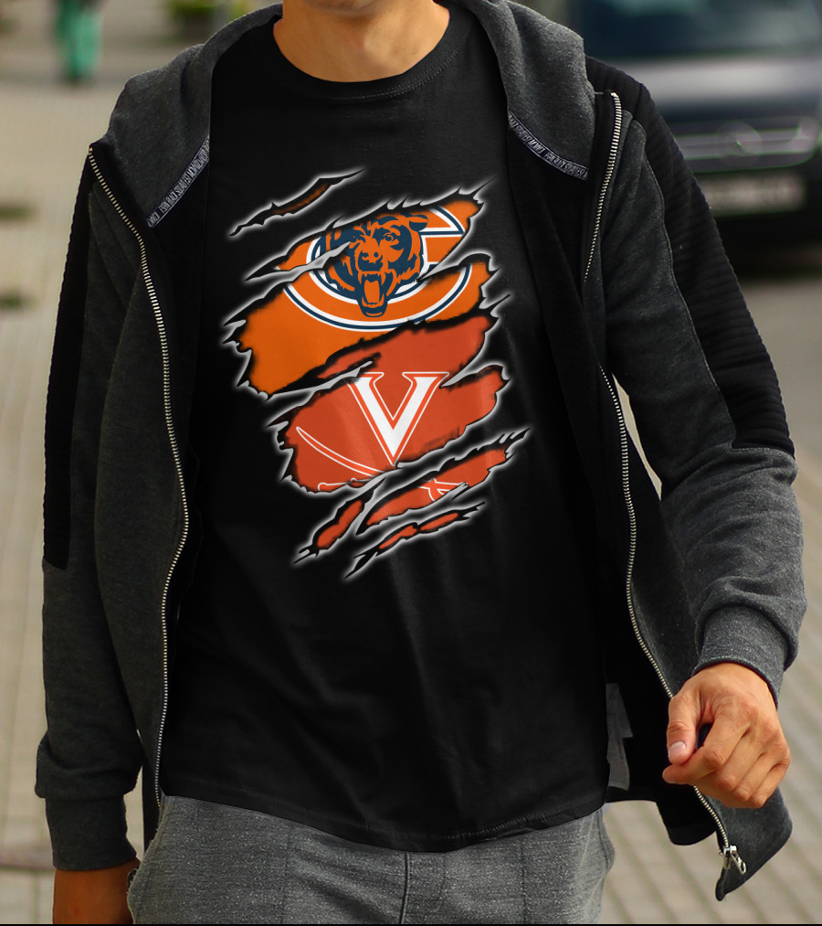 Chicago Bears Virginia Cavaliers Scratch Torn T-Shirt