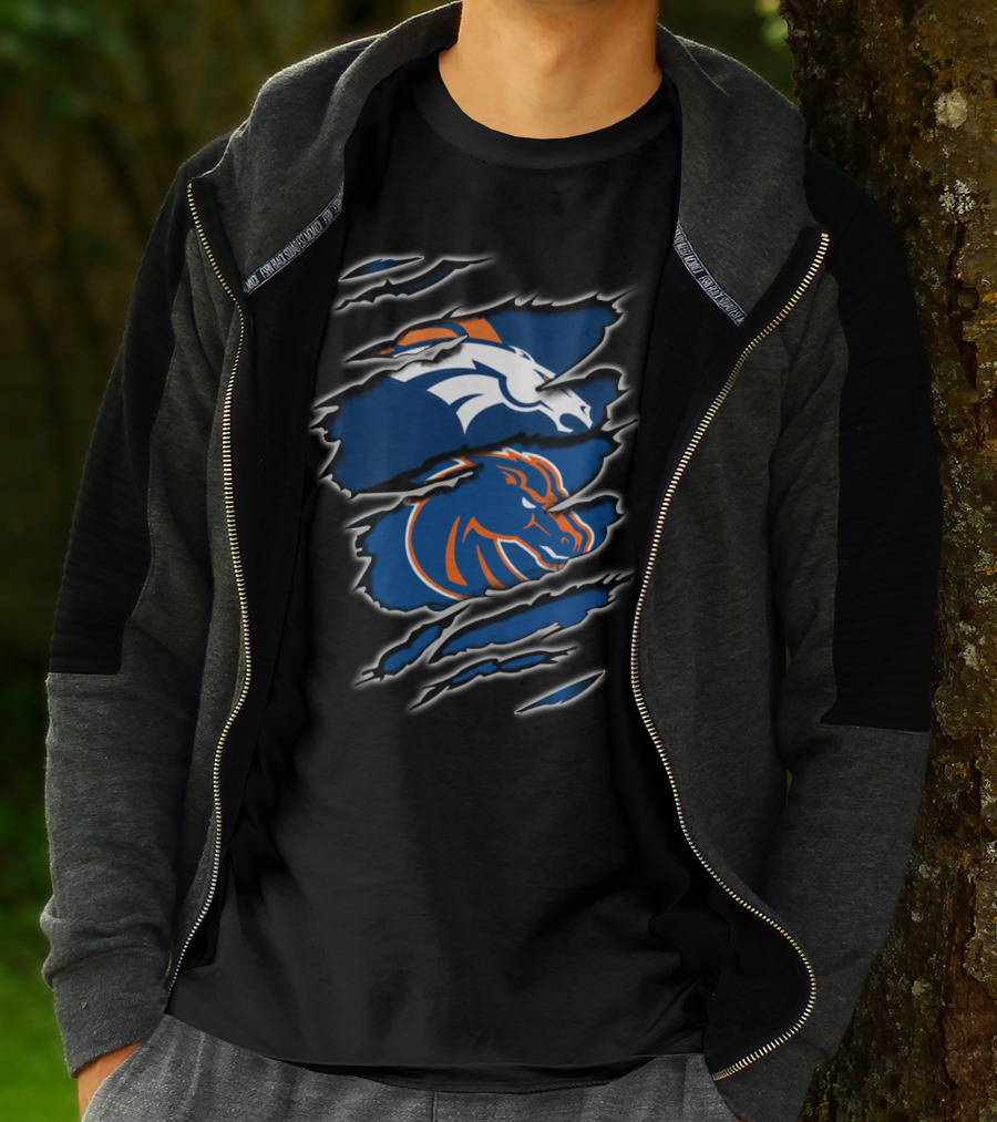 Broncos Boise Hybrid Emblem Rip T-Shirt