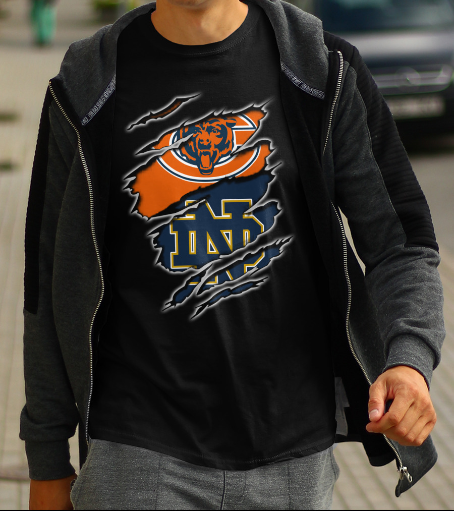Chicago Bears Notre Dame Fighting Irish Claw Marks T-Shirt