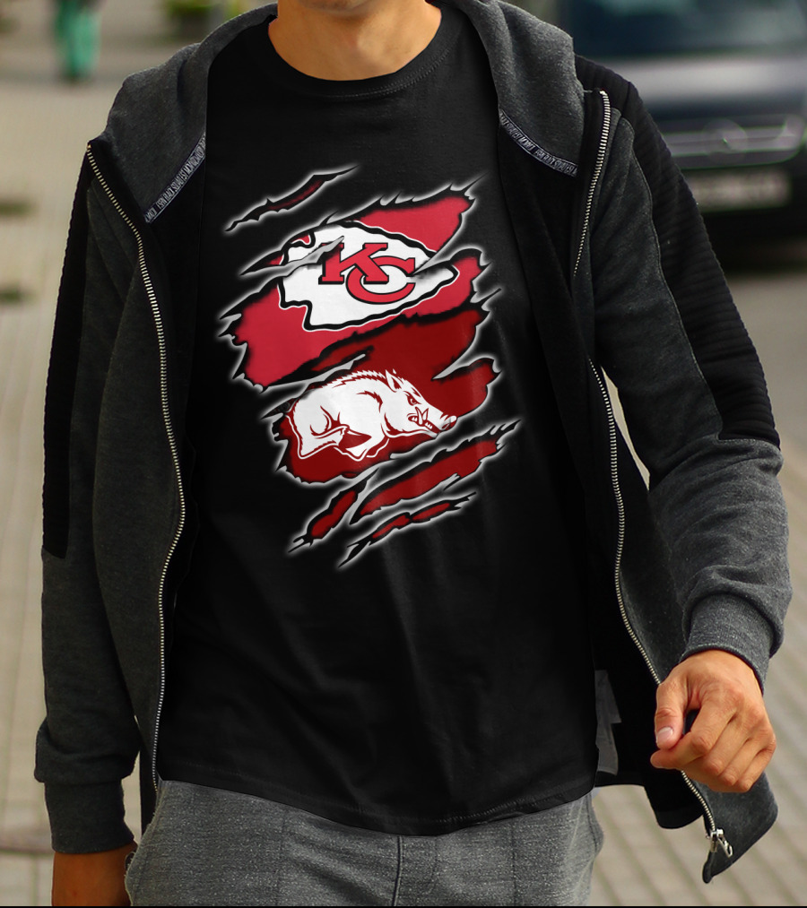 Kansas City Chiefs Arkansas Razorbacks Football Crossover T-Shirt