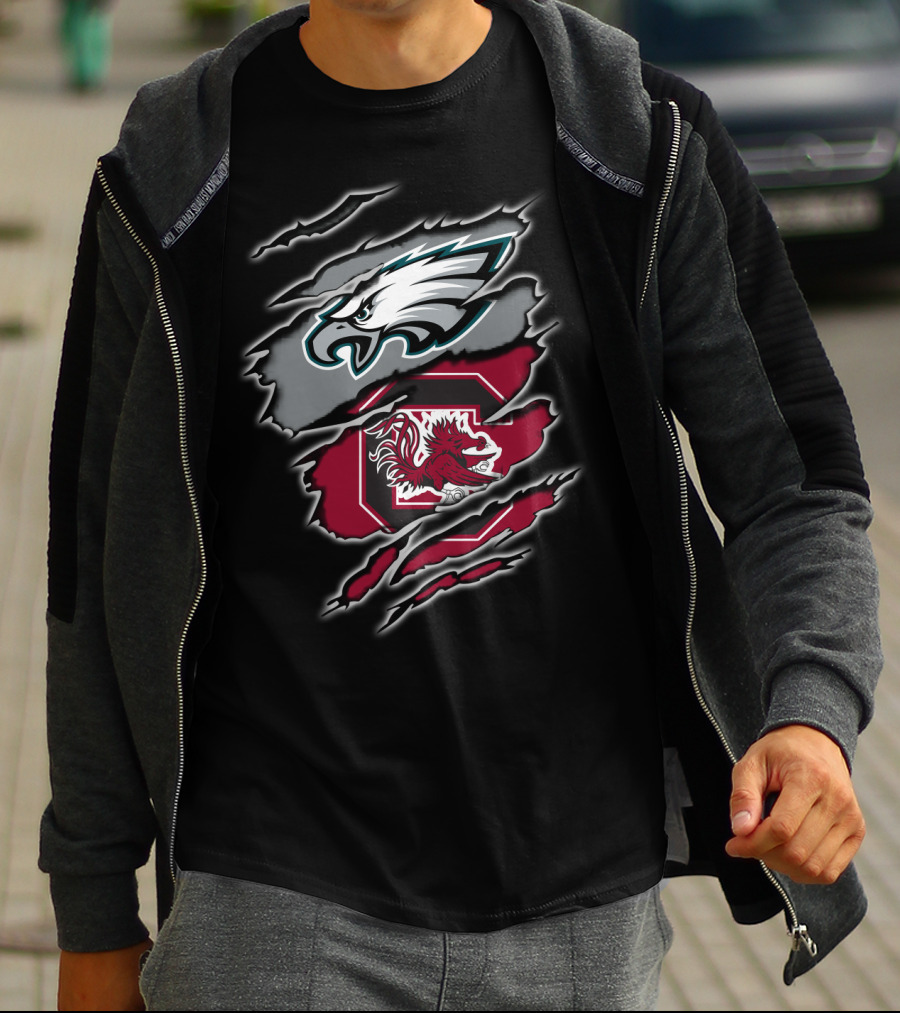 Philadelphia Eagles South Carolina Gamecocks Logo Blend T-Shirt