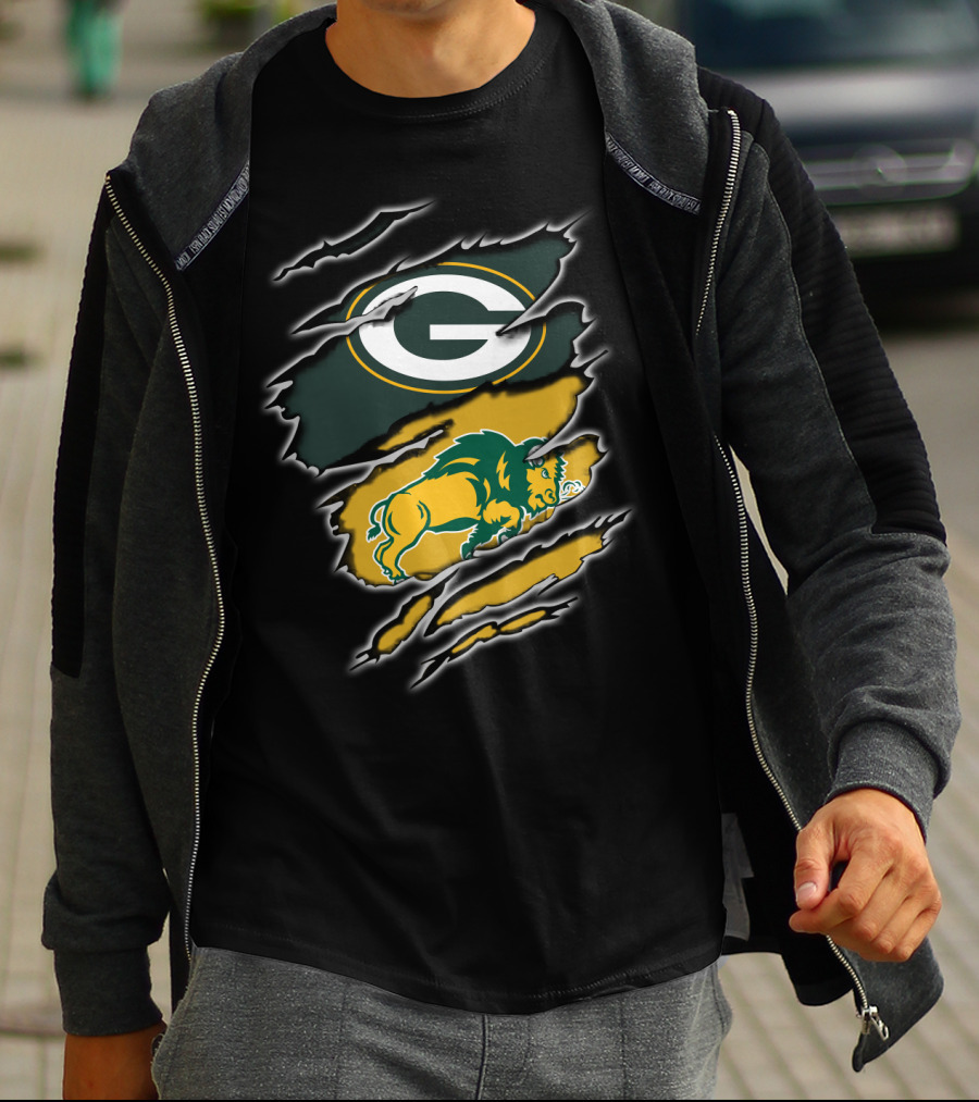 Green Bay Packers North Dakota State Bison Logo Mashup T-Shirt