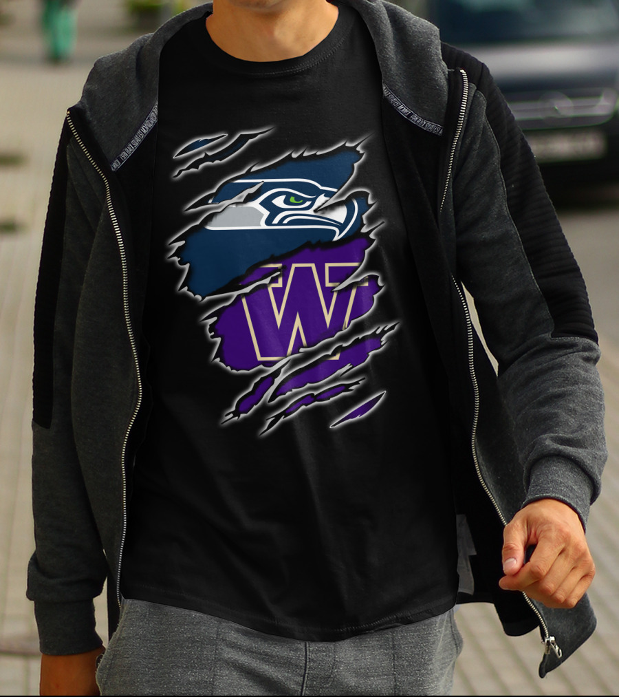 Seahawks Washington Huskies Logo Claw Tear T-Shirt