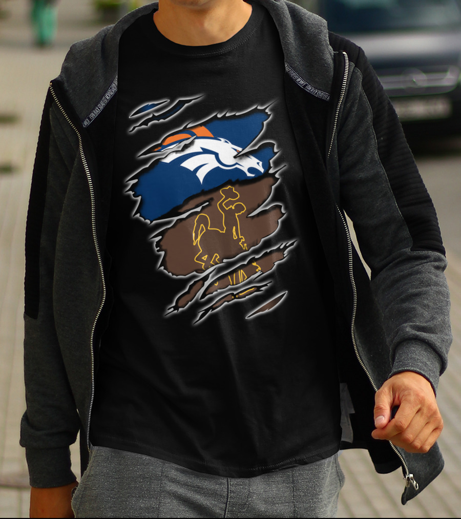 Broncos Wyoming Horse And Cowboy Iconic Symbol Collaboration T-Shirt