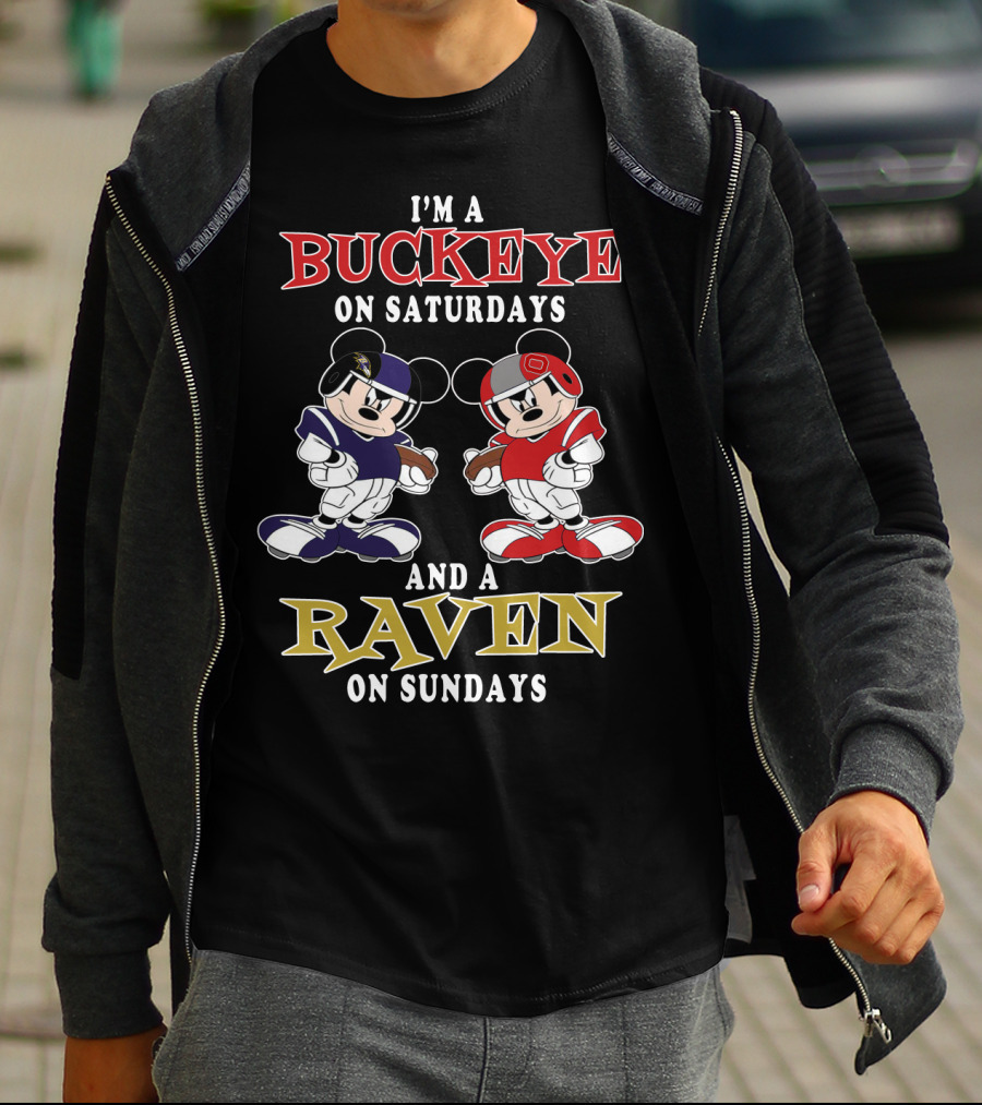 I'm A Buckeye On Saturdays And A Raven On Sundays T-Shirt