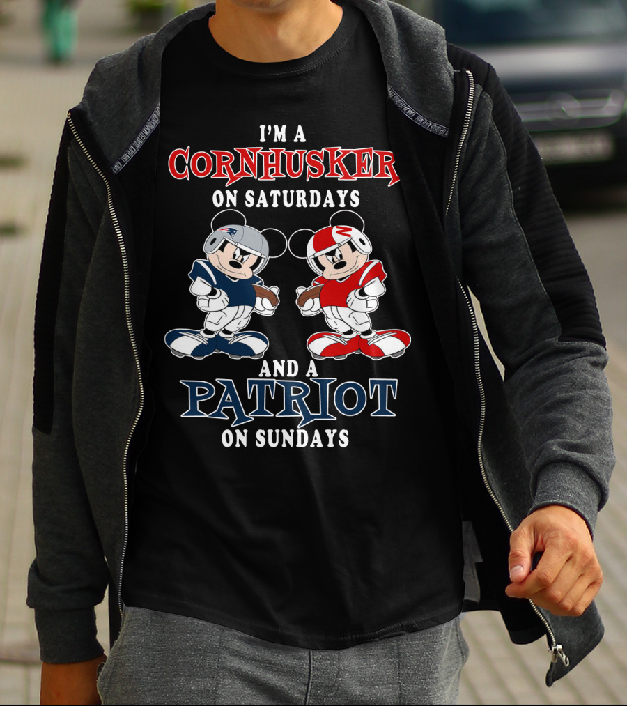 I'm A Cornhusker On Saturdays And A Patriot On Sundays Football Enthusiast Crossover T-Shirt