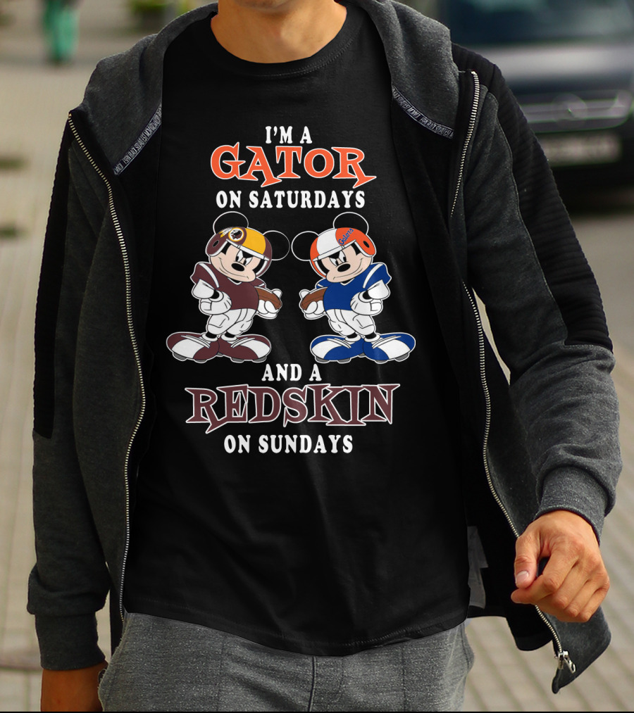 I'm A Gator On Saturdays And A Redskin On Sundays Mickey Football Players T-Shirt