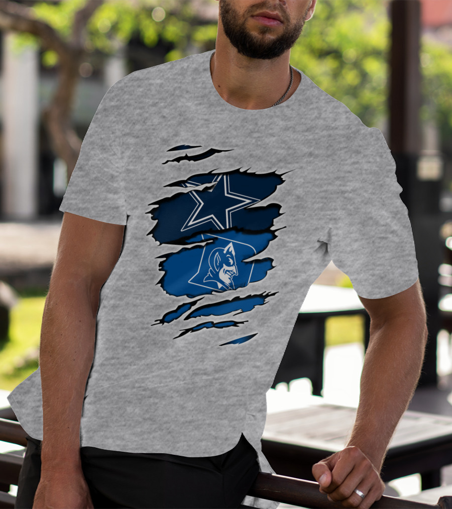 Dallas Cowboys Star Duke Blue Devils Tear T-Shirt