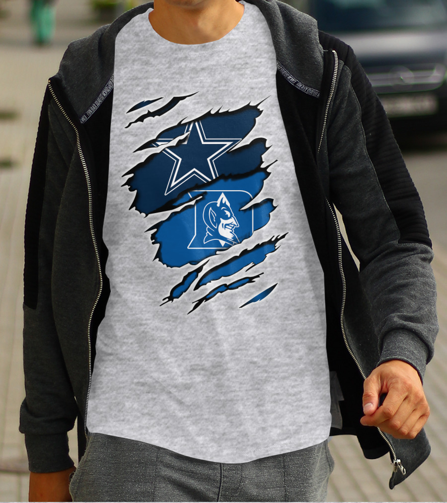 Dallas Cowboys Star Duke Blue Devils Tear T-Shirt