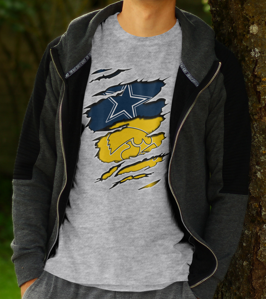 Cowboys Star And Hawkeyes Logo Fusion T-Shirt